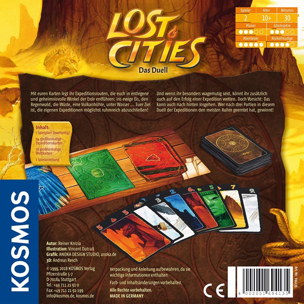 Rückseite der Spielverpackung von Lost Cities