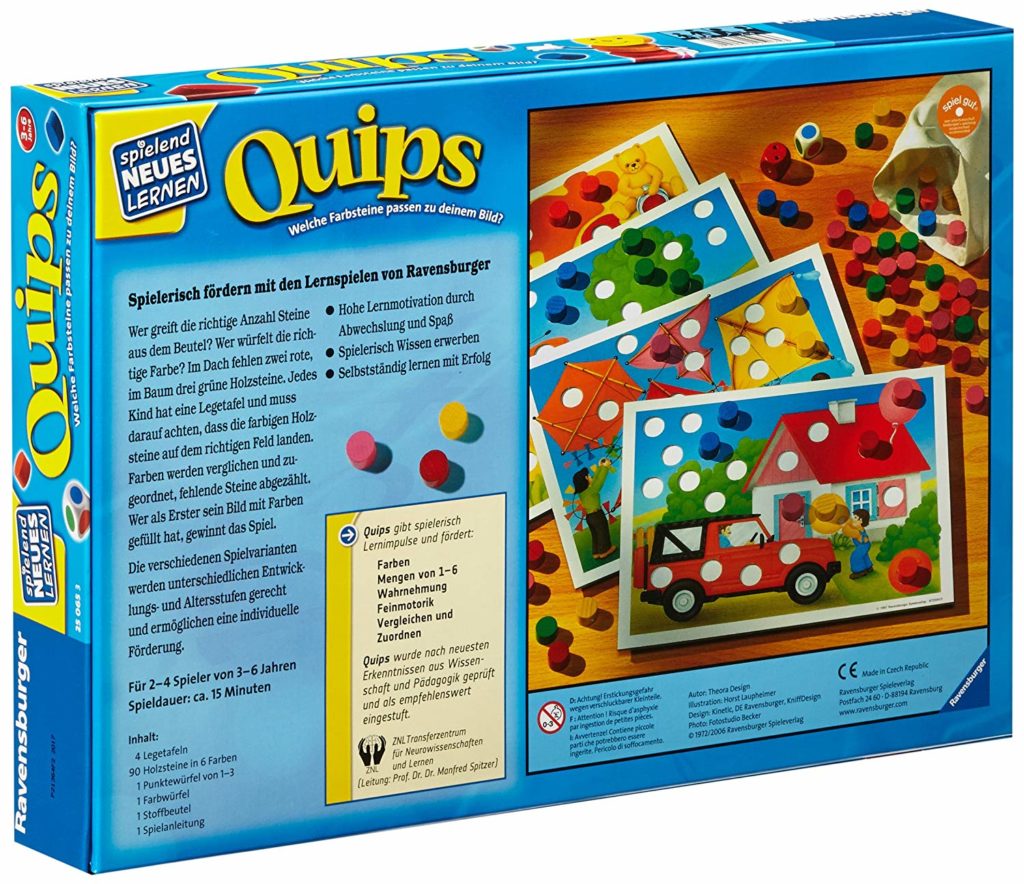 Rückseite der Spielverpackung von Quips