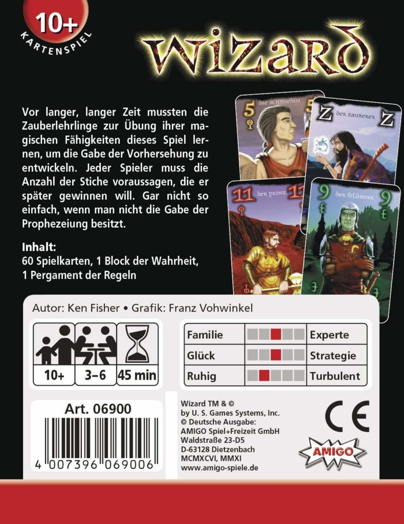 Rückseite der Spielverpackung von Wizard
